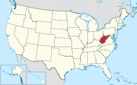 Karte der USA, West Virginia hervorgehoben