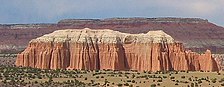 Entrada Sandstone capped by Curtis Formation in Cathedral Valley