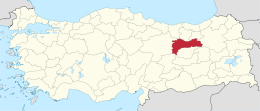 Ərzincan ili xəritədə