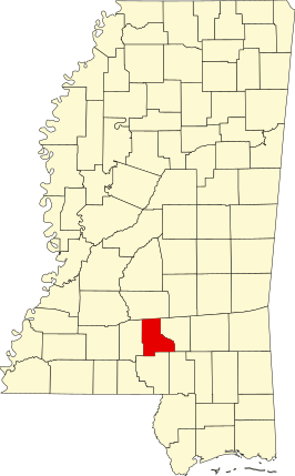 Locatie van Jefferson Davis County in Mississippi