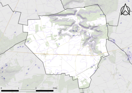 Carte montrant en couleurs le relief d'une commune