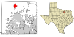 Location of Sanger in Denton County, Texas