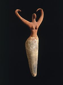 Figure de femme. Terre cuite peinte. H. 29,2 cm. Musée de Brooklyn[30]