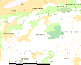 Mapa obce Larringes