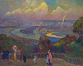 Rouen, La Seine, Vue depuis les hauteurs de Caudebec[9], huile sur toile, 73,7 × 92,4 cm