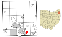 Location of Churchill in Trumbull County within the state of Ohio