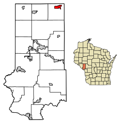 Location of Osseo in Trempealeau County, Wisconsin.