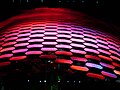 The video screen on the U2 360° Tour descends during a performance of "The Unforgettable Fire" in Toronto.