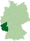 Kaart van Duitsland met gebied van de Oberliga Südwest aangegeven