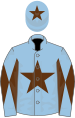 Light blue, brown star, diabolo on sleeves and star on cap