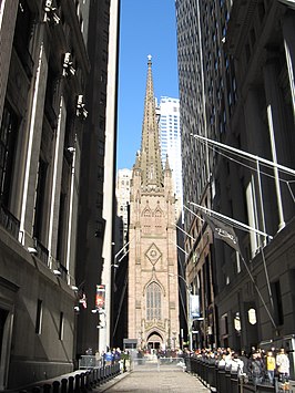 Trinity Church, gezien vanuit Wall Street