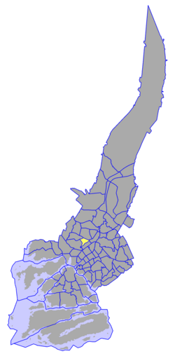 Kaupungin kartta, jossa Kähäri korostettuna. Turun kaupunginosat