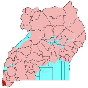 Harta districtului Kisoro în cadrul Ugandei