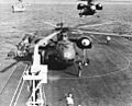 Sikorsky CH-37C Mojaves landing on USS Iwo Jima in c1963,