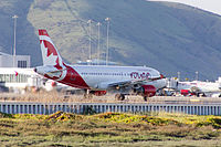 Un Airbus A319 aterrizando.