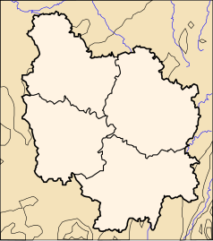 Mapa konturowa Burgundii, u góry nieco na lewo znajduje się punkt z opisem „Laroche - Migennes”