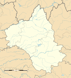 Mapa konturowa Aveyron, po lewej znajduje się punkt z opisem „Castelmary”