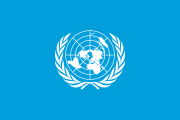 United Nations flag (since 1947), with a circular polar projection of Earth at its center