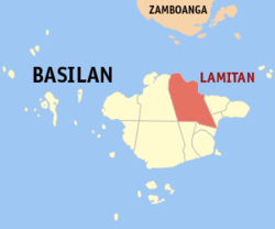 Map of Basilan with Lamitan highlighted