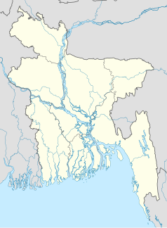 Mapa konturowa Bangladeszu, na dole znajduje się punkt z opisem „Barguna”