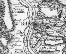 Billy sur la carte de Cassini