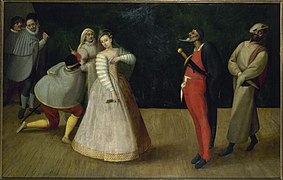 Representación de la compañía de comedia del arte I Gelosi (1571-1604).