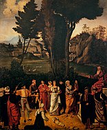 Giorgione Judgement of Solomon, 89 × 72 cm.