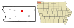 Location within Lyon County and Iowa