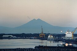 Puerto Quetzal seen at dawn, with the volcanoes on the horizon Puerto Quetzal Cruise Port facilities