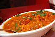 Butter chicken served in an Indian restaurant