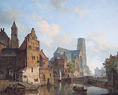 De Delftse Vaart en de Laurenskerk in Rotterdam (1840)