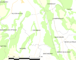 Poziția localității Chevannay