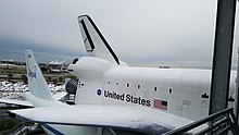 Snow fallen on an aircraft at Space Center Houston, a science museum in Houston, Texas, on December 8 as a result of the winter storm.