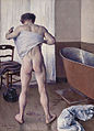 Image 14 Homme au bain Painting: Gustave Caillebotte Homme au bain ("Man at His Bath") is an oil painting completed by the French Impressionist Gustave Caillebotte in 1884. The canvas measures 145 by 114 centimetres (57 in × 45 in). The painting was held in private collections from the artist's death until June 2011, when it was acquired by the Museum of Fine Arts, Boston. Interpretations of the painting and its male nude have contrasted the figure's masculinity with his vulnerability. More selected pictures