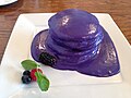 Okinawan sweet potato pancakes with coconut ube sauce