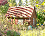 Denkmalgeschütztes Gartenhaus (etwa 1940) der Dauerkolonie Annateich