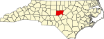 Mapa de Carolina del Norte con la ubicación del condado de Chatham