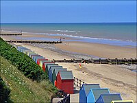 Kysten til Norfolk ved den lille landsbyen Mundesley i nærheten av Cromer.