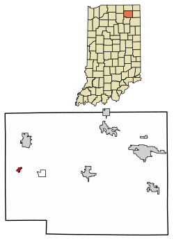 Location of Cromwell in Noble County, Indiana.