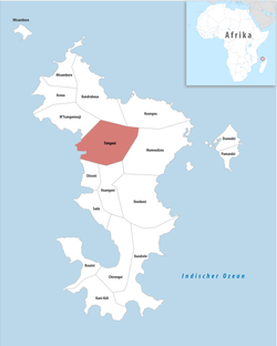 Location of the commune (in red) within Mayotte