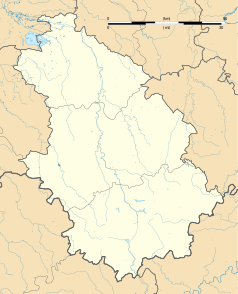 Mapa konturowa Górnej Marny, na dole po prawej znajduje się punkt z opisem „Neuvelle-lès-Voisey”