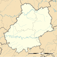 Mapa konturowa Lot, w centrum znajduje się punkt z opisem „Saint-Cernin”