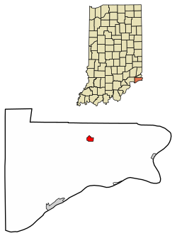 Location of East Enterprise in Switzerland County, Indiana.