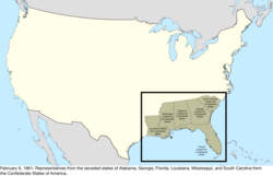 Map of the change to the international disputes involving the United States in central North America on February 8, 1861