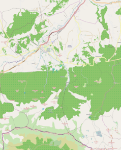 Mapa konturowa Zakopanego, w centrum znajduje się punkt z opisem „Wielka Krokiewim. Stanisława Marusarza”