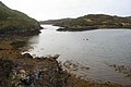 Oldany Island on the right, seen from the mainland (left)