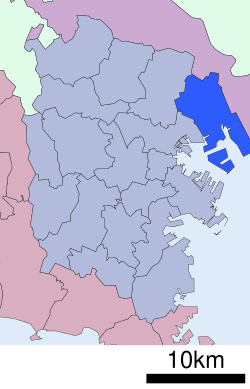 Tsurumi'nin Yokohama'daki konumu