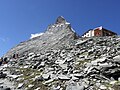 Uitsig op die Matterhorn tydens die opgang na die Hörnlihütte onder die Hörnligrat.