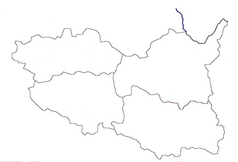 Mapa konturowa kraju pardubickiego, na dole po prawej znajduje się punkt z opisem „Želivsko”