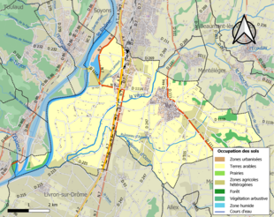 Carte en couleurs présentant l'occupation des sols.